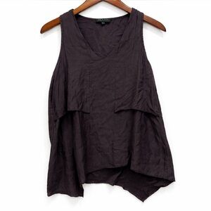 Avant Garde Sleeveless Asymmetrical Hem Draped Black Tank Top/Blouse Size Medium